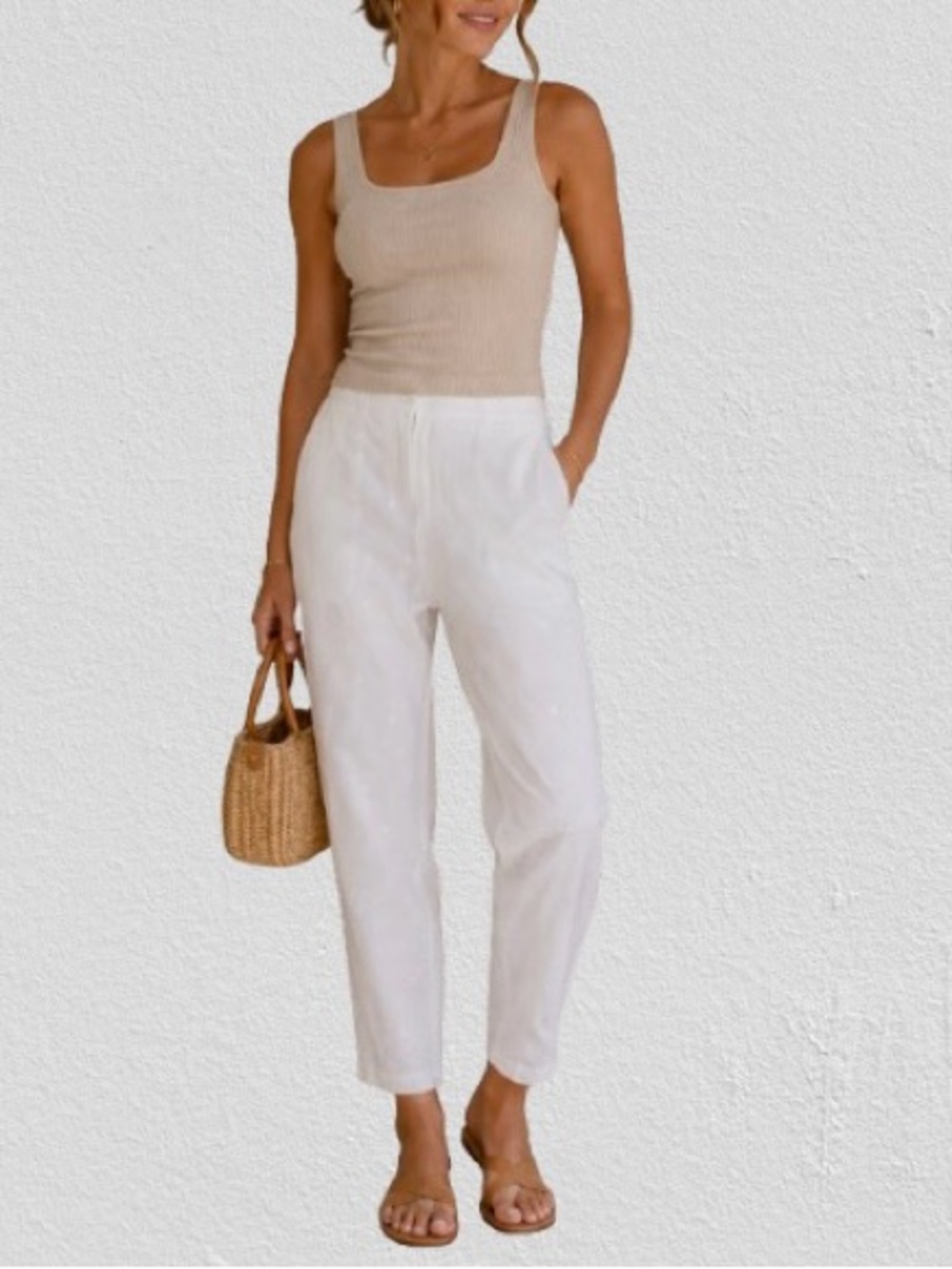 Allison Taylor white pants featuring an embroidered dot pattern 100% Linen, Sz 8